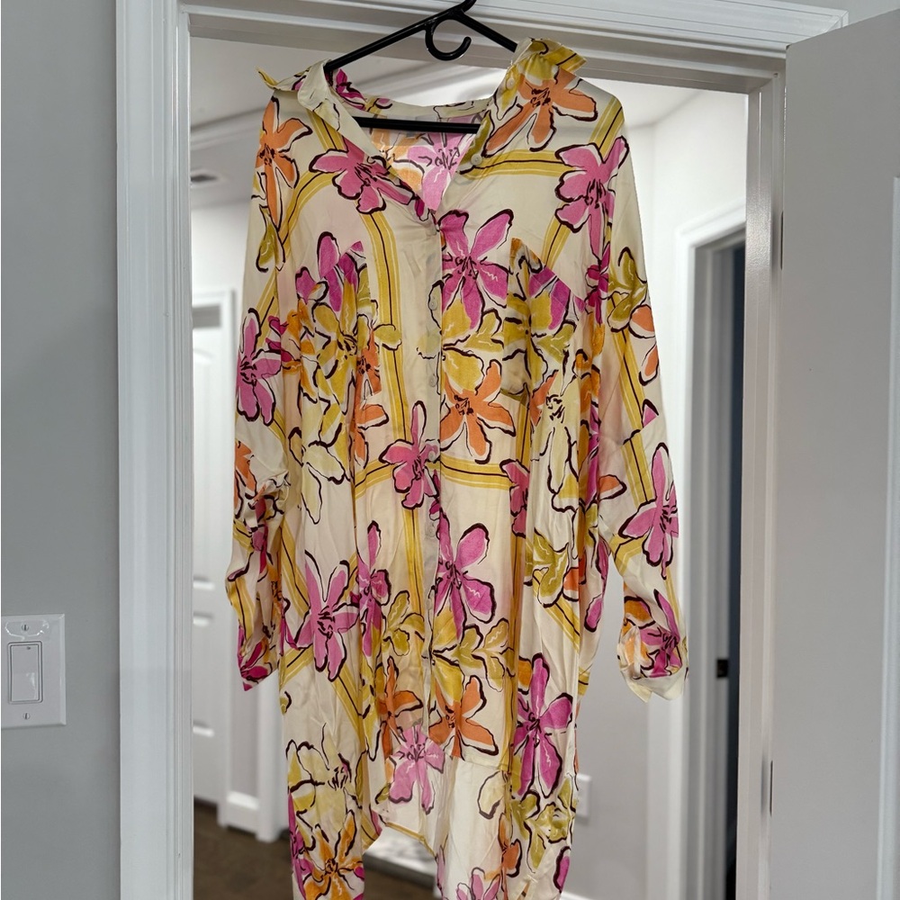 Corey Lynn Calter Pink and Yellow Floral Top